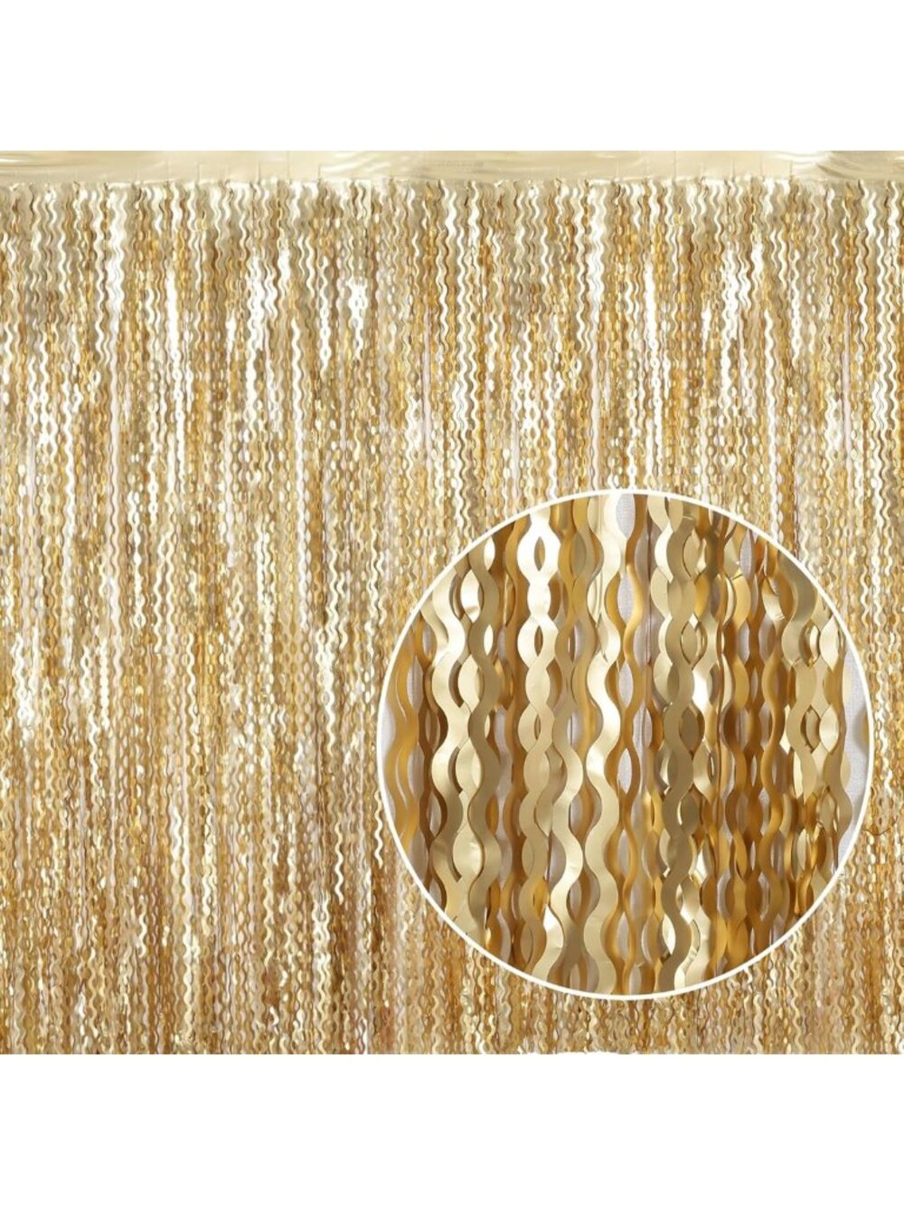 4 Pack Metallic Tinsel Fringe Curtains - Gold Foil Backdrop for Parties & Events